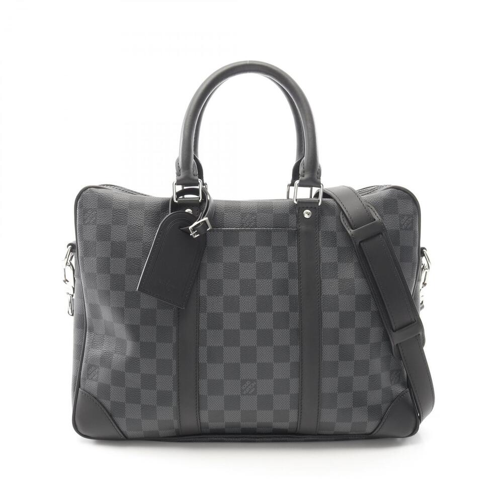 Louis Vuitton Porte document Voyage Damier Graphite Black Briefcase Bag Black